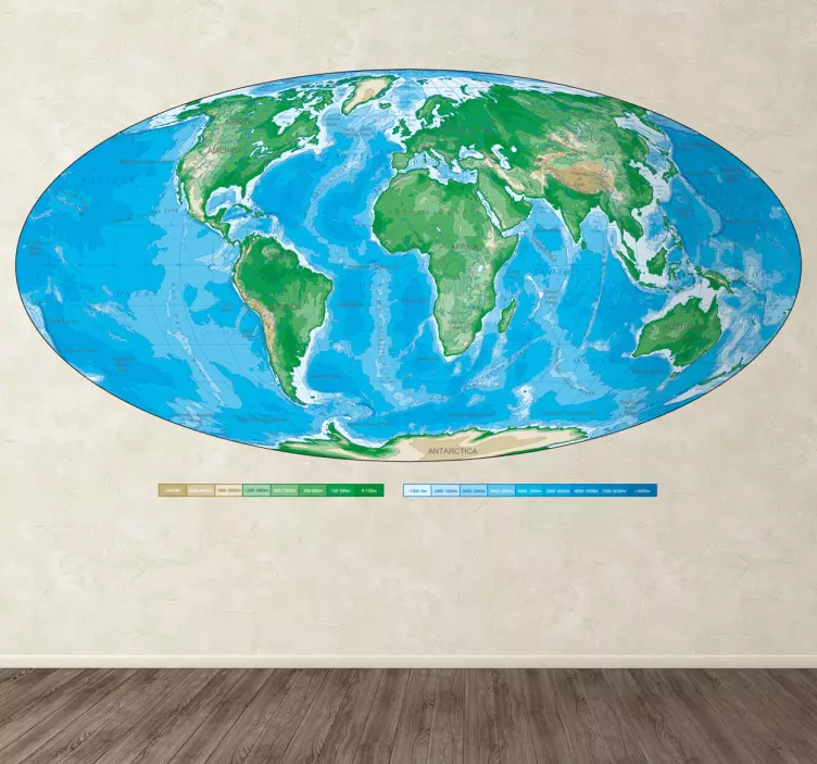 Ovalo pasaulio žemėlapio lipdukas - „Tenstickers“