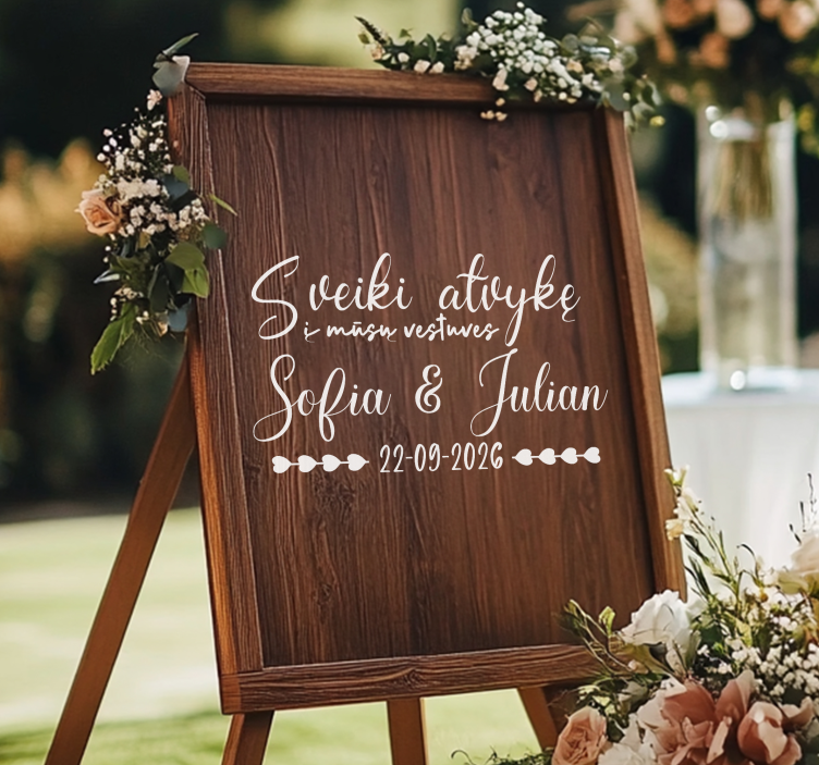 Pagal užsakymą pagaminta medinė lenta vestuviniai lipdukas - „Tenstickers“