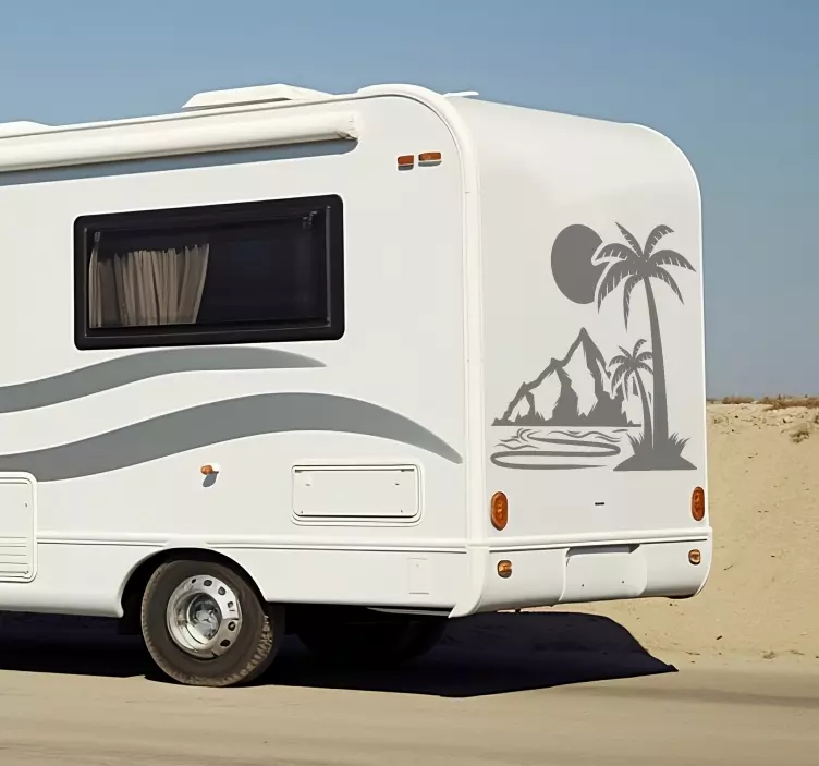 Palmės ir kalnai karavanas lipdukas - „Tenstickers“