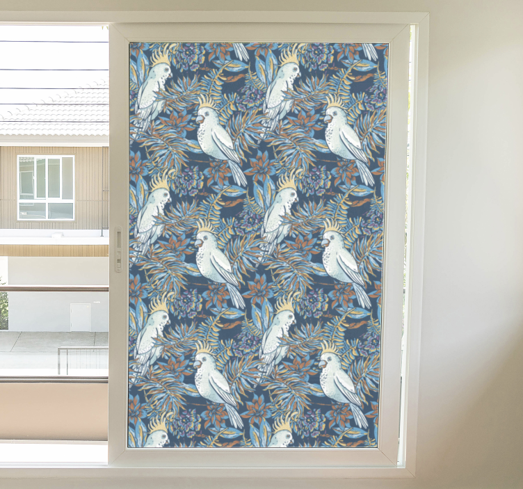 Paukščių ir gėlių lango animuotasis paveiksliukas - „Tenstickers“