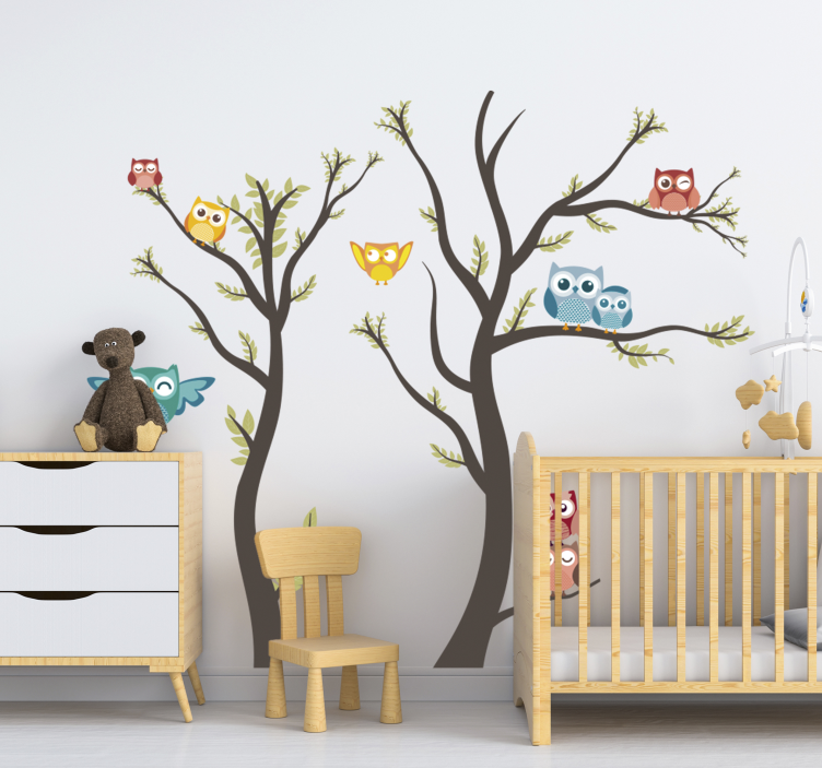 Pelėdos pastelinių tonų laukinių gyvūnų lipdukas - „Tenstickers“