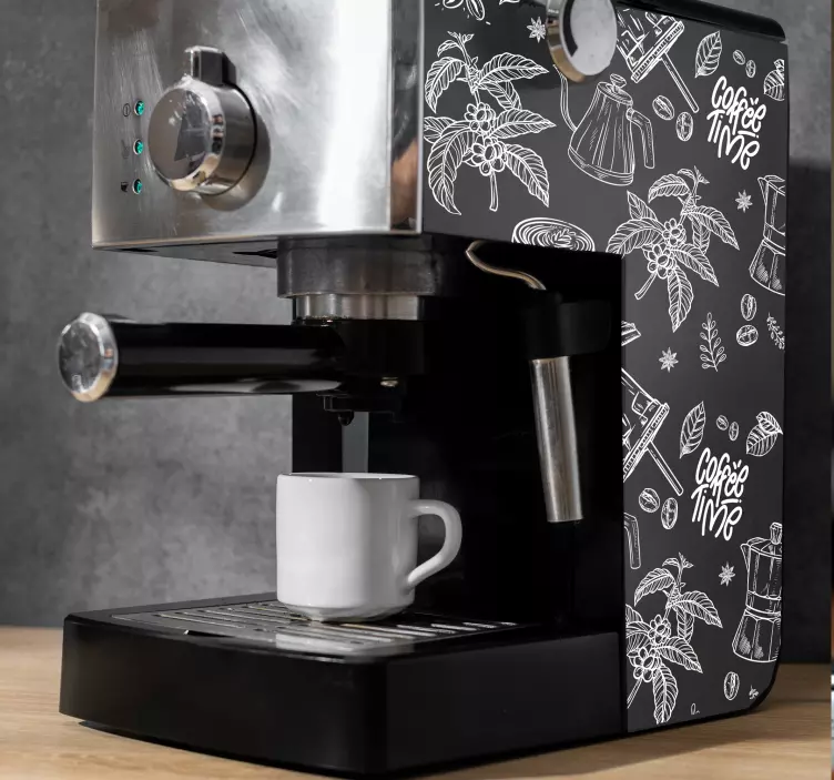 Pieštos kavos elementai gyvūnų lipdukas - „Tenstickers“