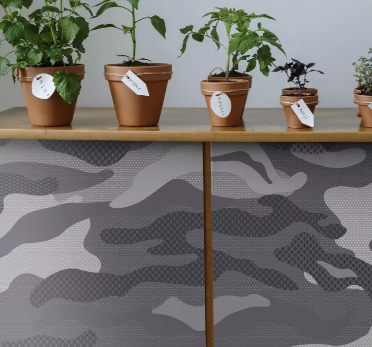 Pilkos kamufliažinės vinilo spaudos lipdukas - „Tenstickers“