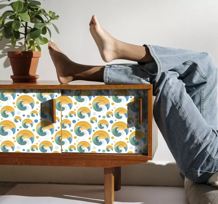 Plytelių lipdukas bangos ir taškai - „Tenstickers“