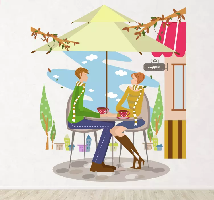 Poros ant terasos sienos animuotasis paveiksliukas - „Tenstickers“