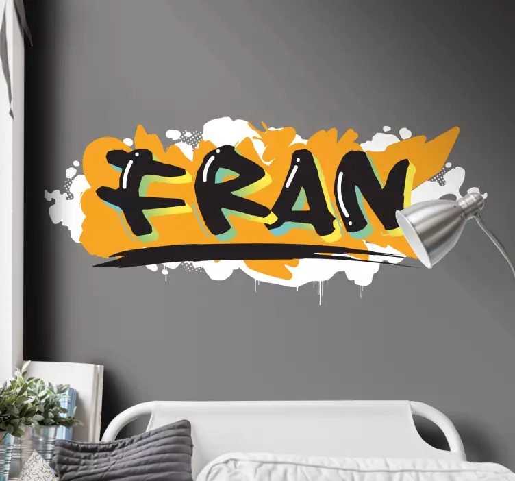 Oranžinis grafiti pavadinimas lipdukas paaugliui - „Tenstickers“