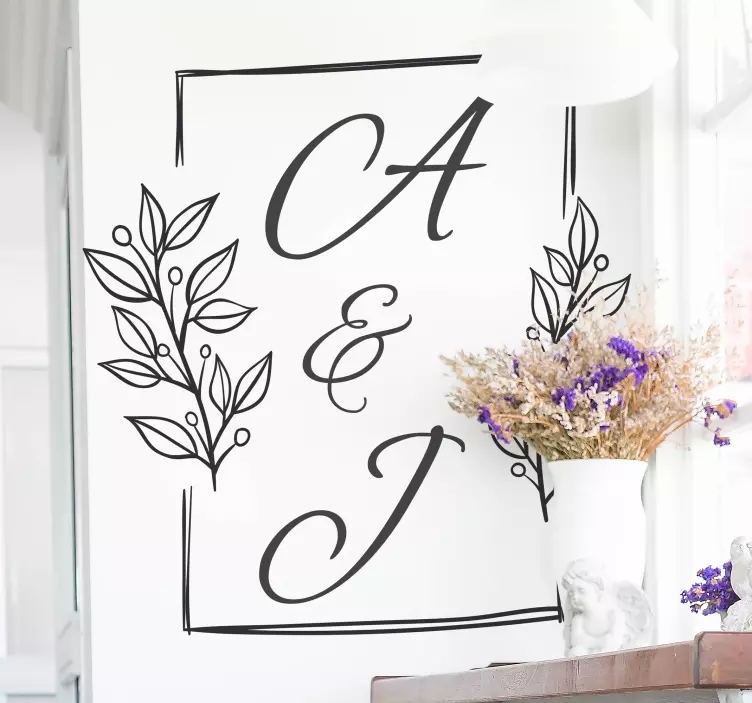 Pritaikomi poros inicialai meilės lipdukas - „Tenstickers“