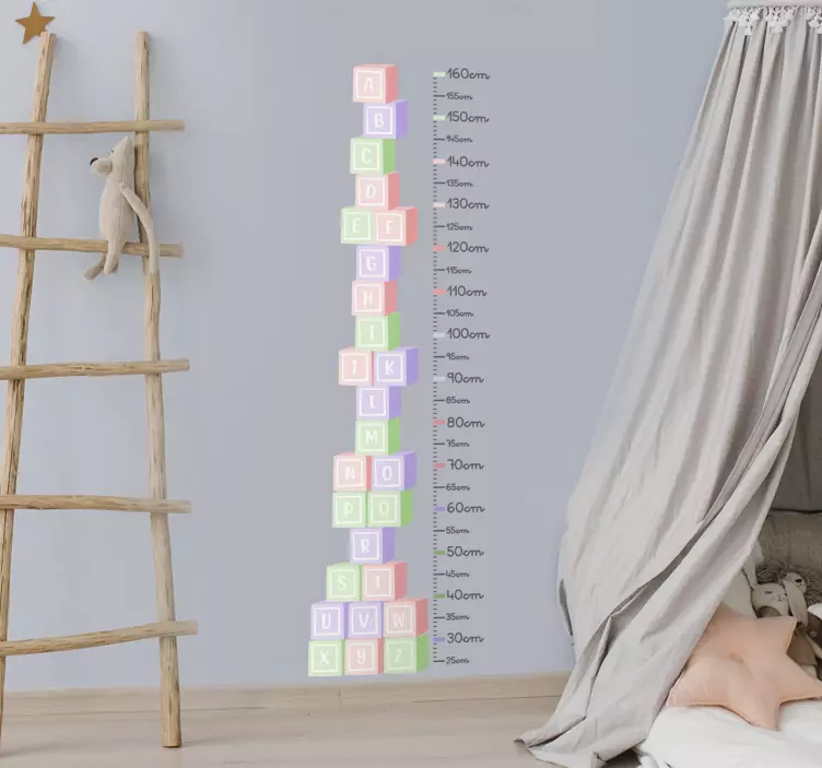 Raidžių kubeliai aukščio lentelės lipdukas sienai - „Tenstickers“