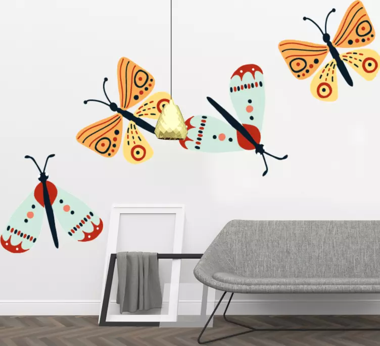 Ranka pieštas drugelių sienos lipdukas - „Tenstickers“