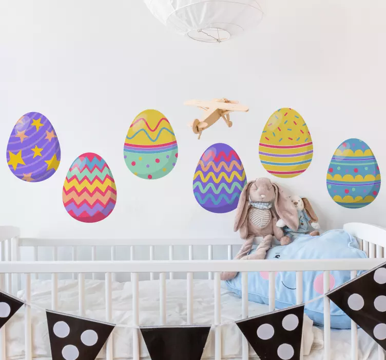 Raštuotas velykų kiaušinių sienos lipdukas - „Tenstickers“