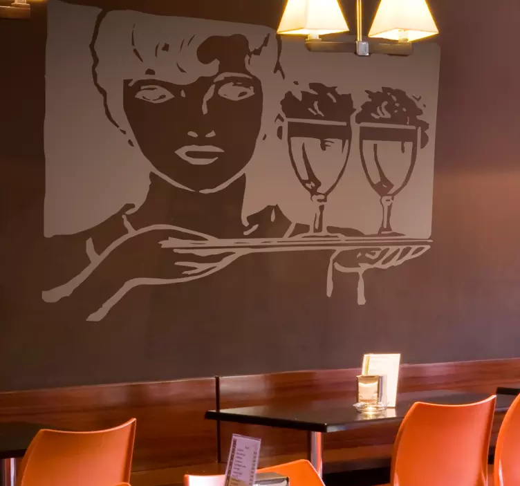 Restorano padavėjos sienos animuotasis paveiksliukas - „Tenstickers“