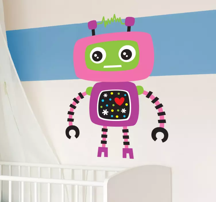 Rožinės robotos sienos animuotas vaikas - „Tenstickers“