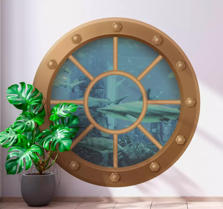 Ryklys per povandeninio laivo lango žuvies lipduką - „Tenstickers“