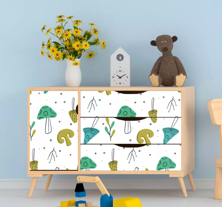 Ryškus grybo motyvas baldų lipdukas - „Tenstickers“