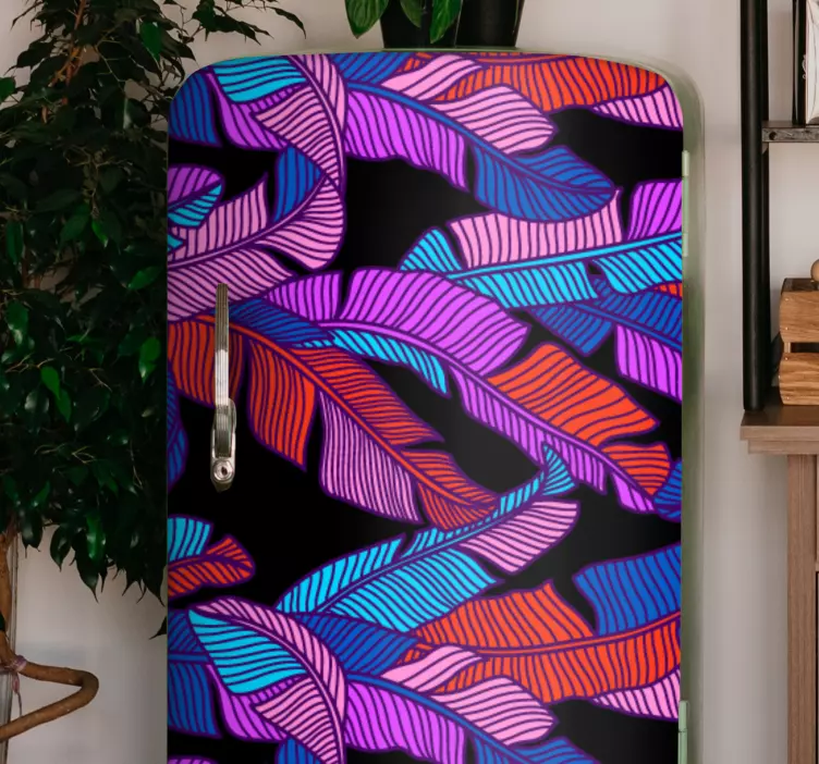 Ryškus lapų motyvas šaldytuvo lipdukas - „Tenstickers“