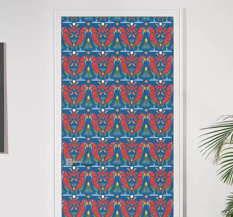 Ryškus paukščių motyvas durų lipdukas - „Tenstickers“