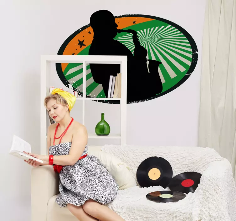 Saksofonisto šešėlis gyvūnų lipdukas - „Tenstickers“