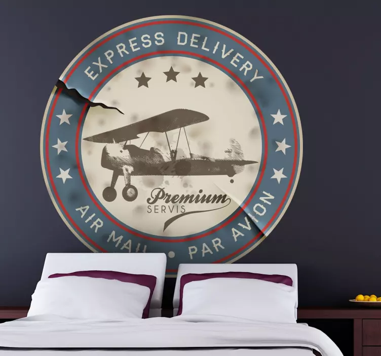 Senovinis lėktuvo oro pašto lipdukas - „Tenstickers“