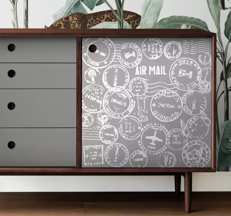 Senovinio kelionių antspaudo modelio baldų lipdukas - „Tenstickers“