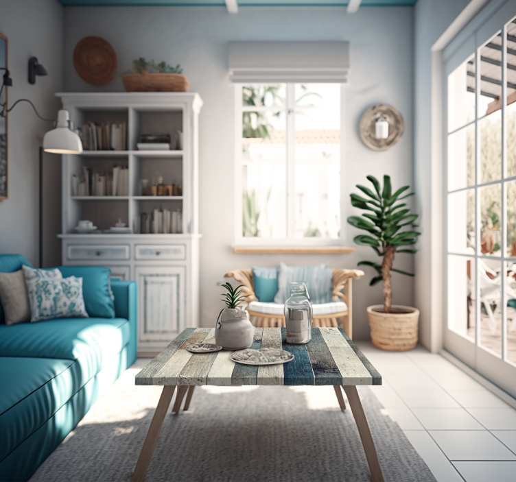 Senstelėjusi mėlyna mediena baldų lipdukas - „Tenstickers“