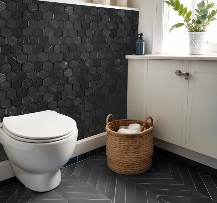 šešiakampis juodas plytelių lipdukas - „Tenstickers“