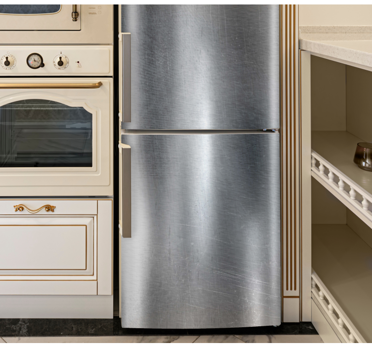 Sidabro metalo kaimiškos tekstūros šaldytuvo lipdukas - „Tenstickers“