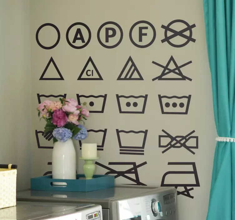 Skalbimo mašinos piktogramos pasirašo lipdukus - „Tenstickers“