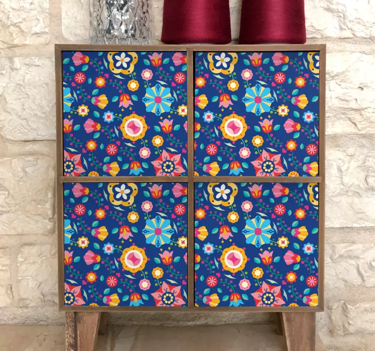 Spalvingas gėlių raštas dekoratyvinis lipdukas - „Tenstickers“