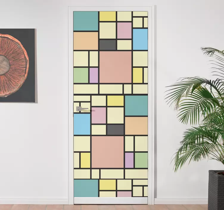 Mondrian blokų raštas durų lipdukas - „Tenstickers“