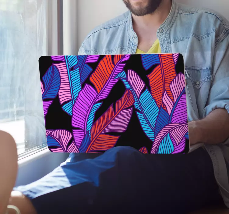 Spalvingas lapų raštas Nešiojamojo kompiuterio lipdukas - „Tenstickers“