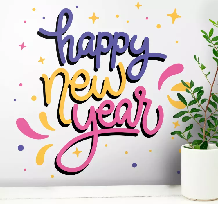 Kalėdinės sienų lipdukas spalvingas naujųjų metų sveikinimas - „Tenstickers“