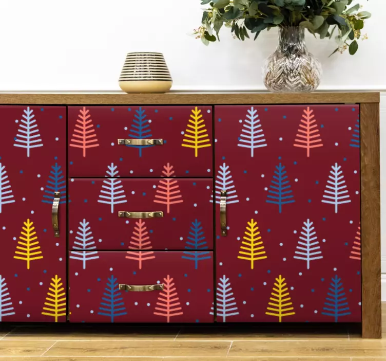 Kalėdinės sienų lipdukas spalvingų pušų raštu - „Tenstickers“