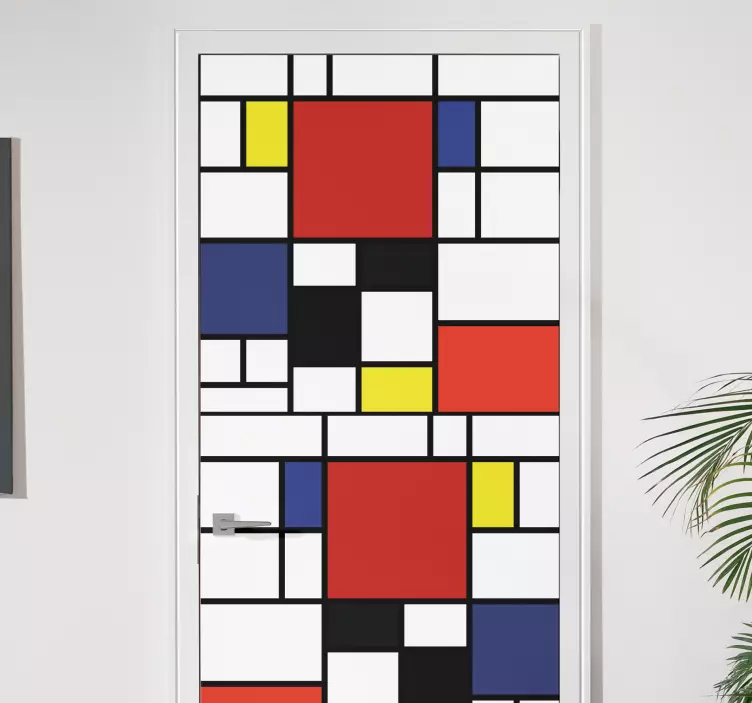Mondrian geometriniai blokai durų lipdukas - „Tenstickers“