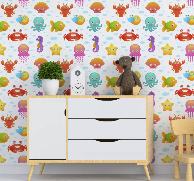 Spalvingi vandenyno gyvūnai ūkinio gyvūno lipdukas - „Tenstickers“