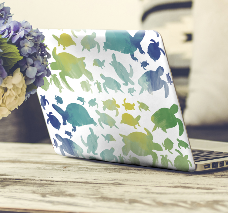 Spalvingi vėžlių siluetai Nešiojamojo kompiuterio lipdukas - „Tenstickers“