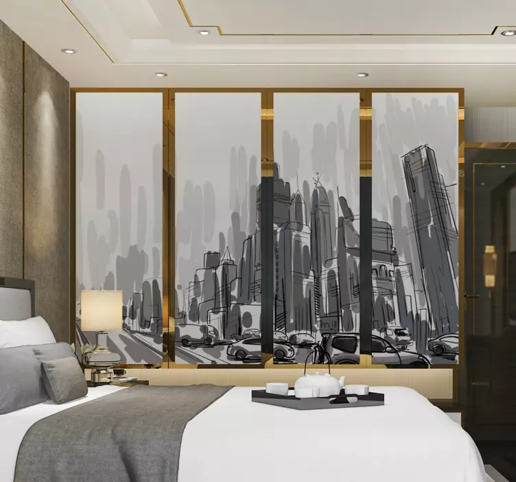 Spintos durų miesto kraštovaizdžio baldų lipdukas - „Tenstickers“