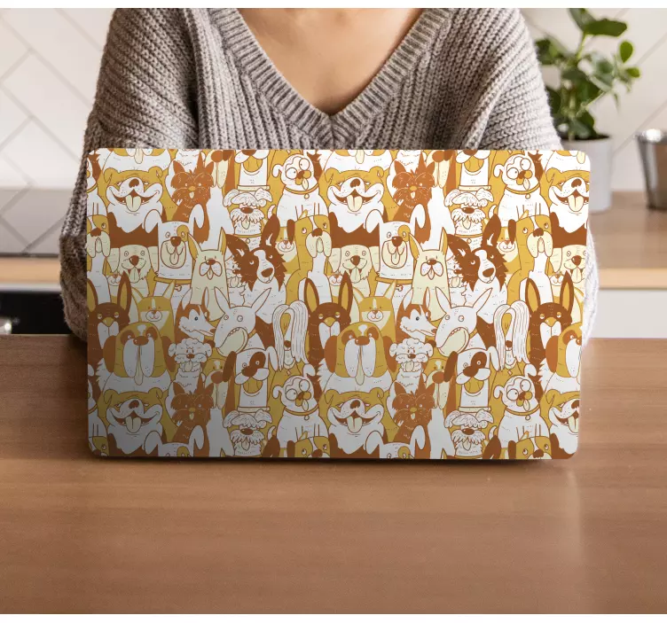 šunų vakarėlis nešiojamojo kompiuterio oda - „Tenstickers“