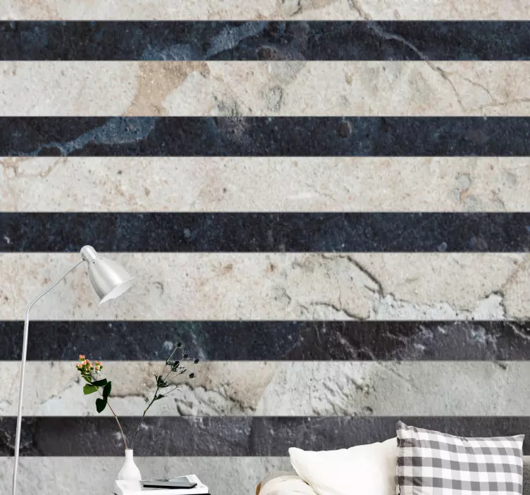 šviesiai pilkas betonas su horizontalių linijų lipduku - „Tenstickers“