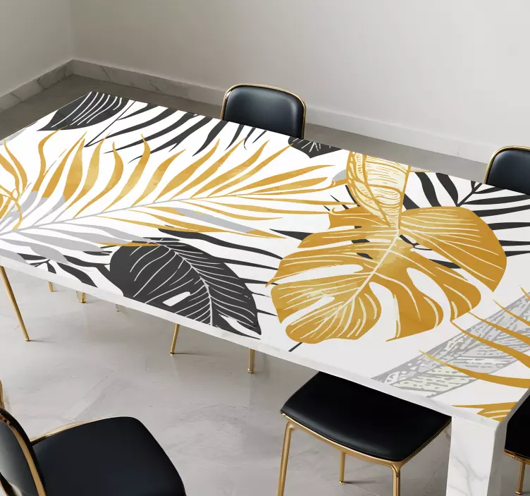 Tamsiai pilki ir auksiniai lapai valgomojo lipdukas - „Tenstickers“