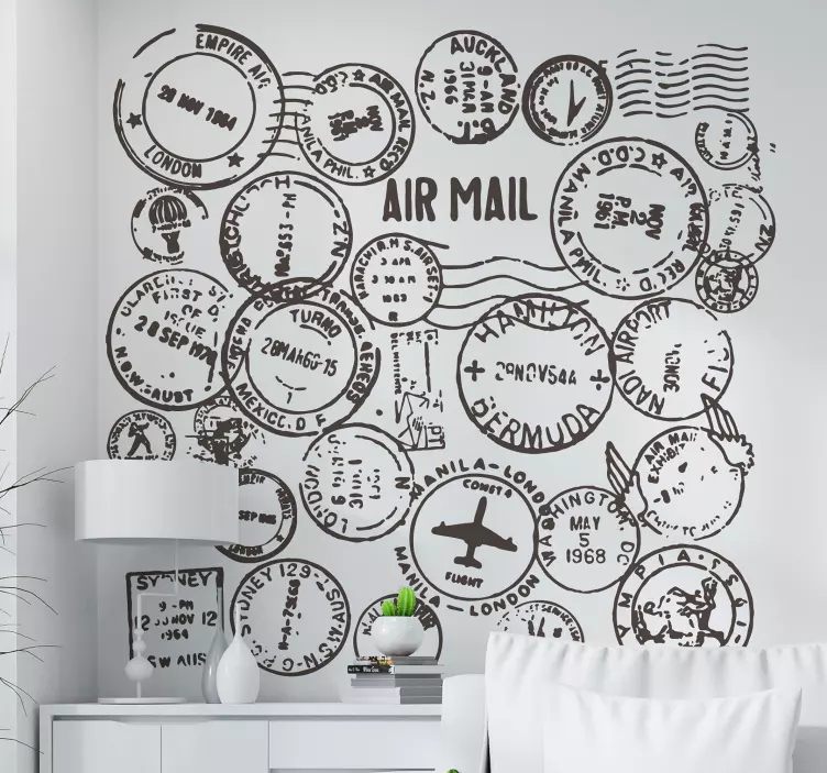 Tarptautiniai antspaudai gyvenamojo kambario sienų dekoravimas - „Tenstickers“
