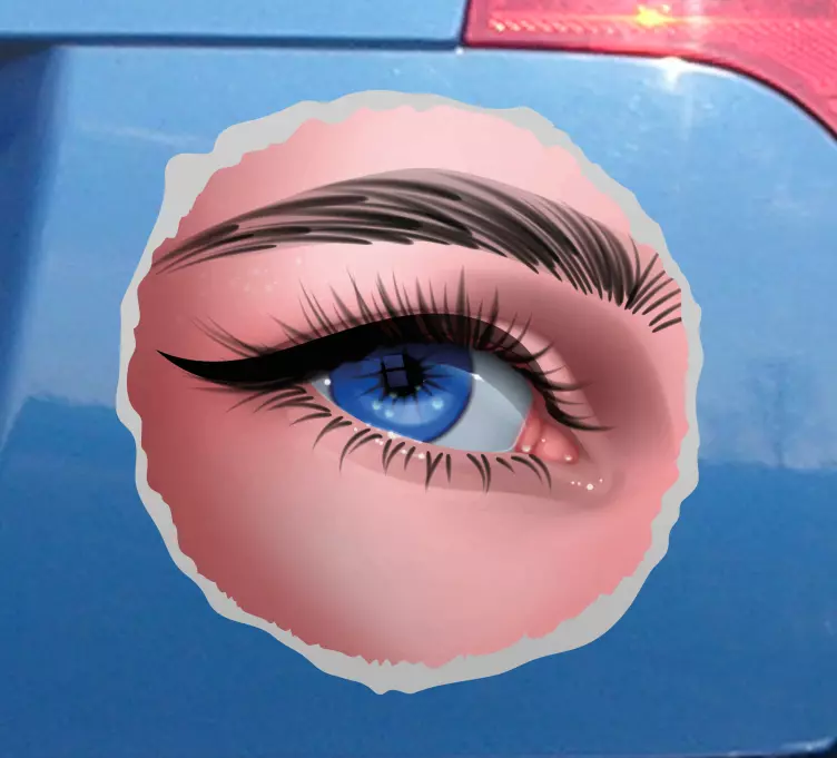 Tikroviškos akys, žvelgiančios į dizaino automobilio lipduką - „Tenstickers“