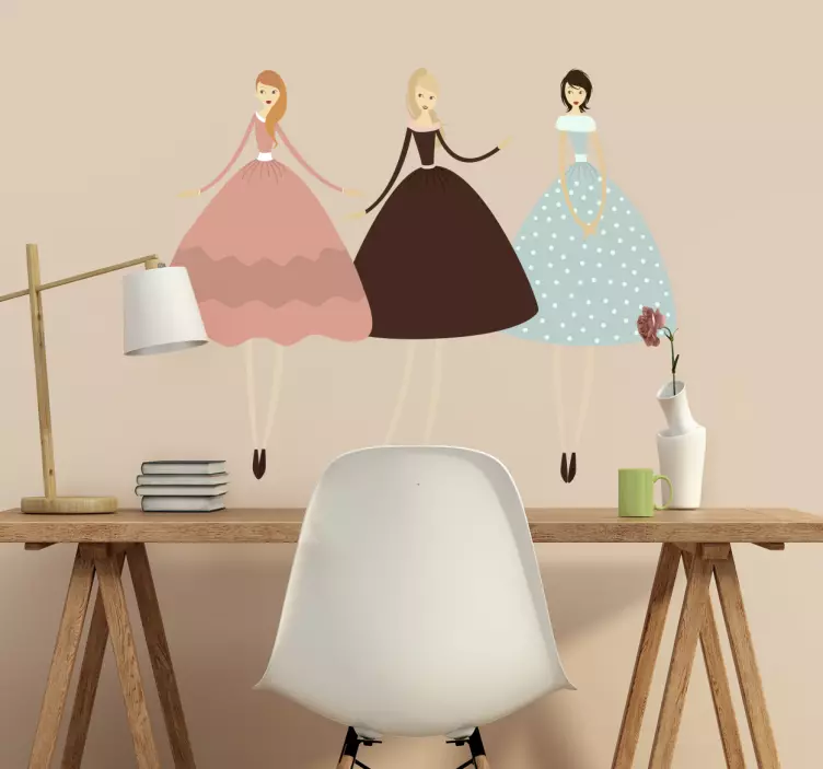 Trijų elegantiškų mergaičių sienos lipdukas - „Tenstickers“