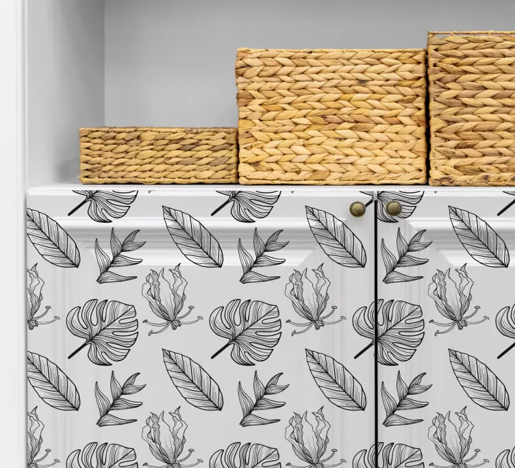 Monokolorinis atogrąžų lapų baldų lipdukas - „Tenstickers“