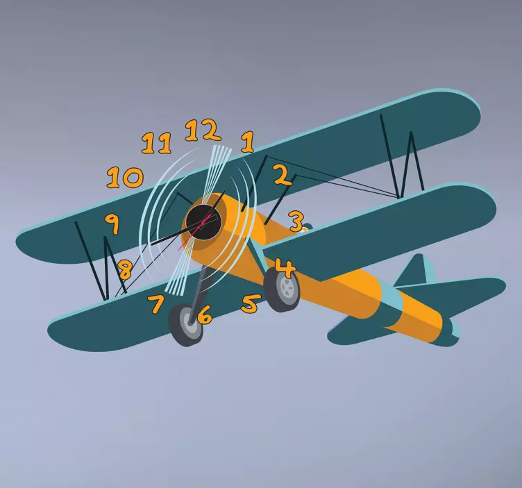 Vaikų lėktuvo sieninio laikrodžio animuotasis paveiksliukas - „Tenstickers“