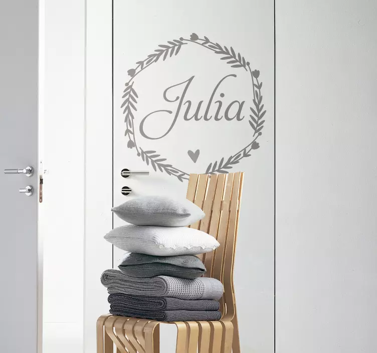 Vardas ant suapvalinto vainiko durų lipduko - „Tenstickers“