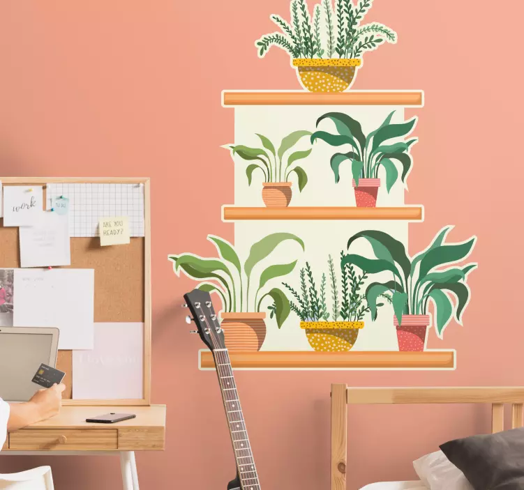 Vazoninių lapų kompozicija augalų lipdukas - „Tenstickers“