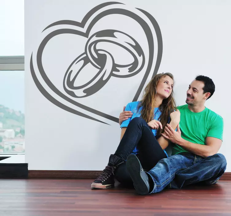 Vestuviniai žiedai ir širdies lipdukas - „Tenstickers“