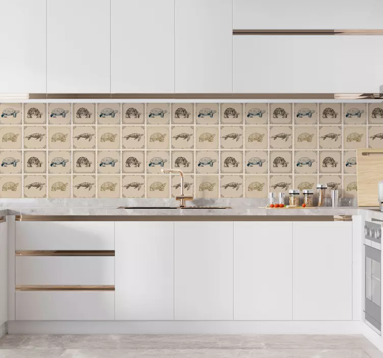 Vėžlių smėlio spalvos plytelių lipdukas - „Tenstickers“