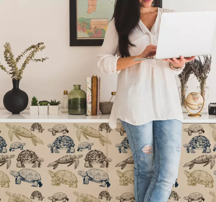 Vėžlių smėlio spalvos baldų lipdukas - „Tenstickers“