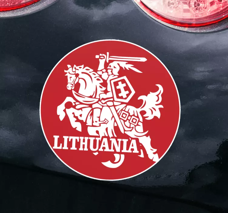 Vienspalvė lietuva vytis apskritime automobilio lipdukas - „Tenstickers“